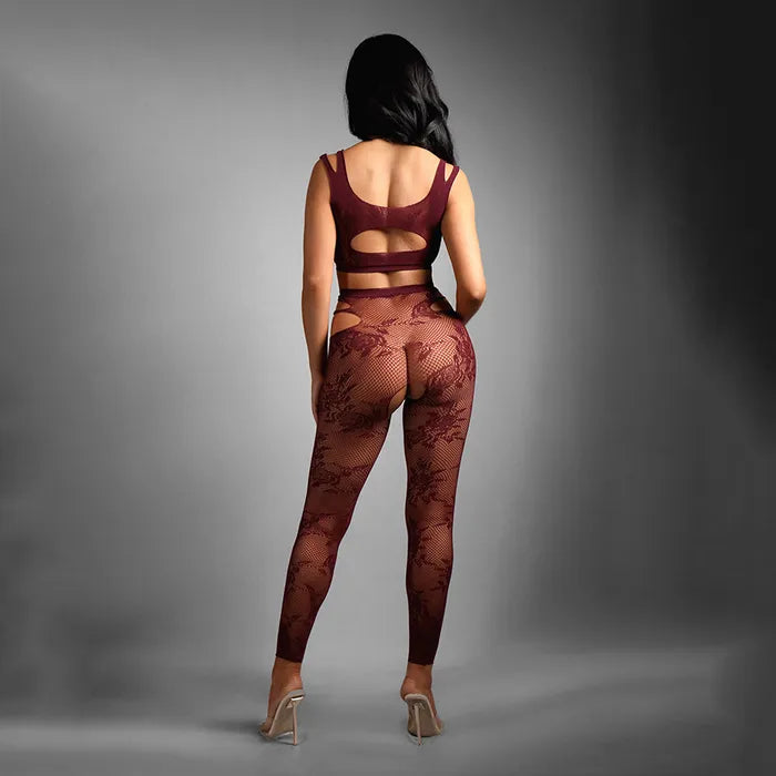 SHEER FANTASY UNDIVIDED ATTENTION - 1Size - Burgundy - One Size