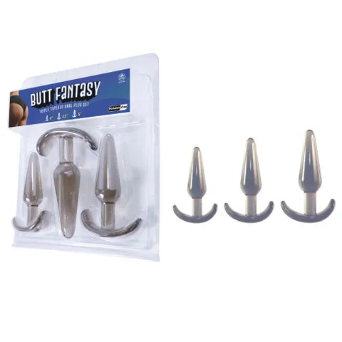 Butt Fantasy Triple Tapered Anal Plug Set - Black Beginners Set