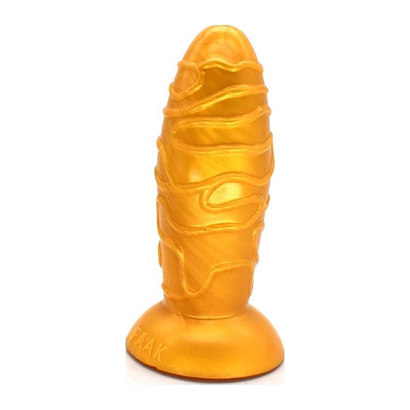 FAAK Dome Anal Plug - Gold Silicone Butt Plug - 17.5 x 5.9cm - Adult Toys