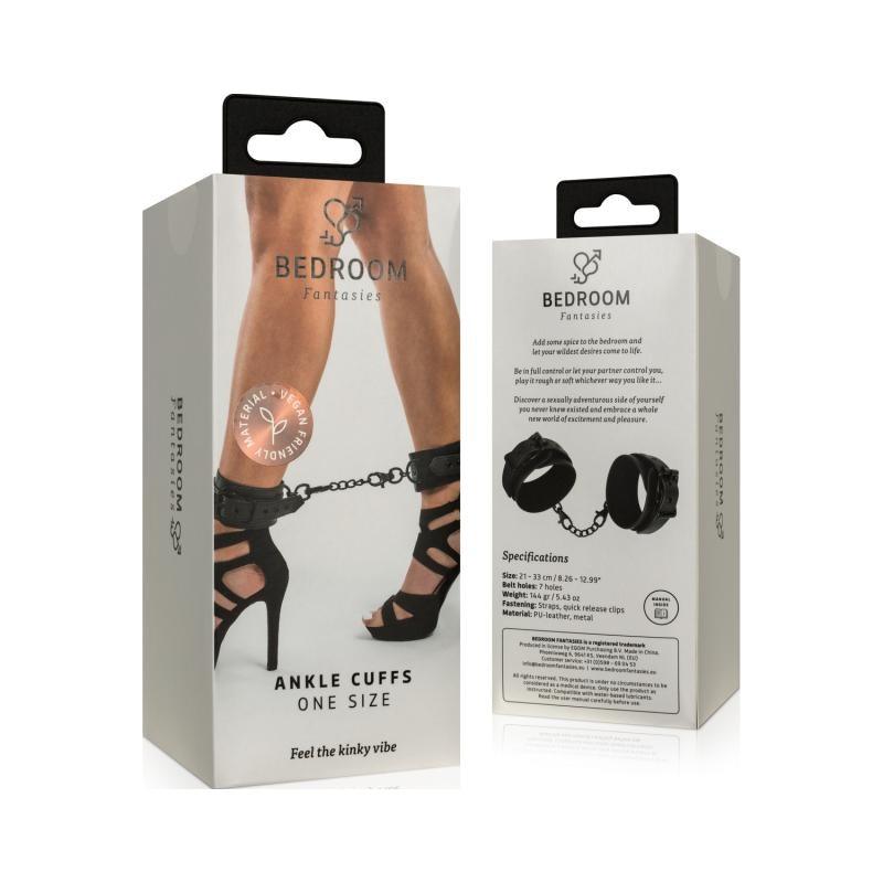 Faux Leather Ankle Cuffs Black - Adult Toys