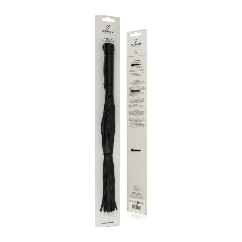 Faux Leather Flogger Black - Adult Toys