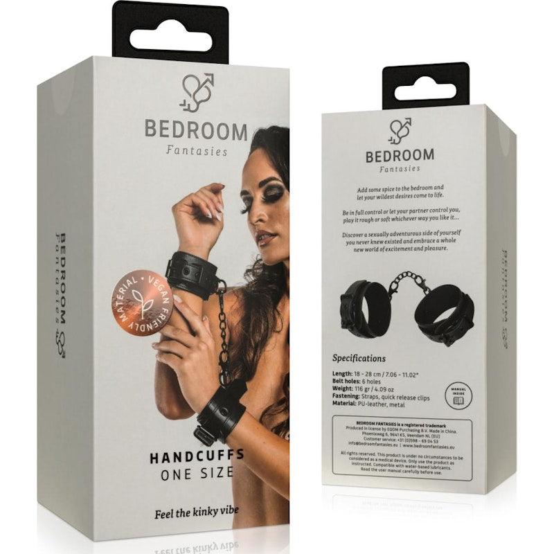 Faux Leather Handcuffs Black - Adult Toys