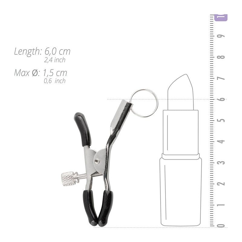 Fetish Collection Adjustable Metal Screw Nipple Clamps with Rings - Adult Toys