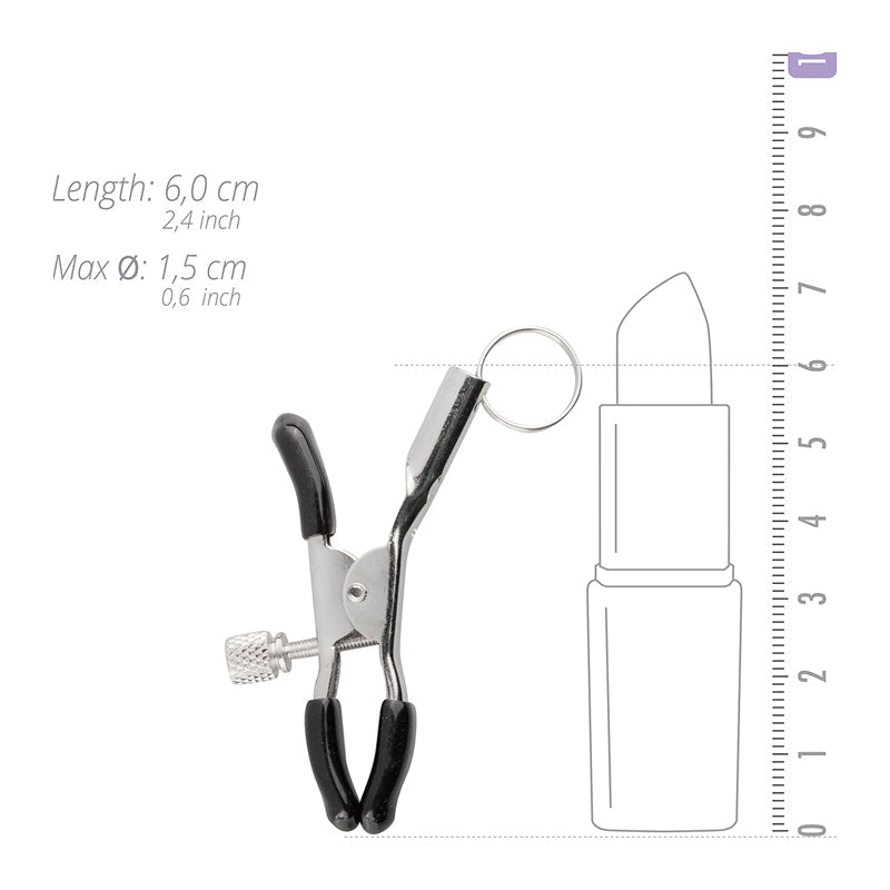 Fetish Collection Adjustable Metal Screw Nipple Clamps with Rings - Adult Toys