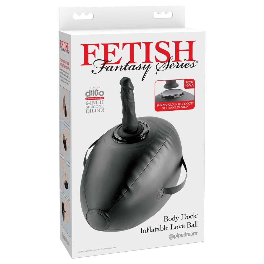 Fetish Fantasy Series Body Dock Inflatable Love Ball Cushion Black Dildo - DONGS