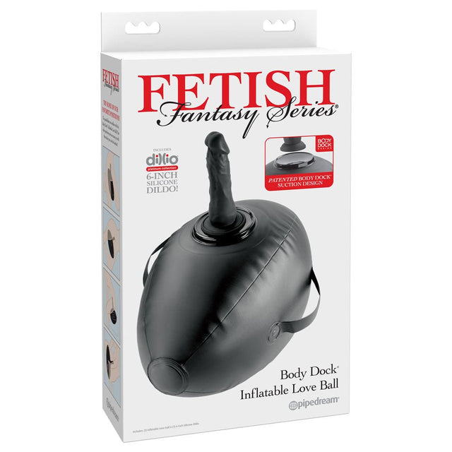 Fetish Fantasy Series Body Dock Inflatable Love Ball Cushion Black Dildo - DONGS