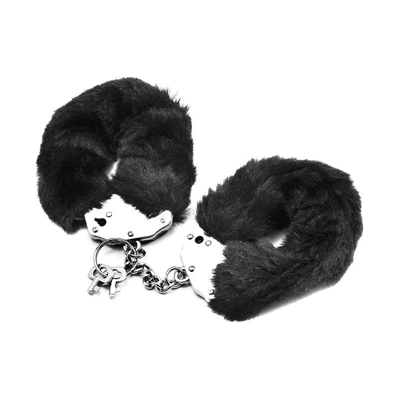 Fetish Pleasure Fluffy Hand Cuffs Black - Adult Toys