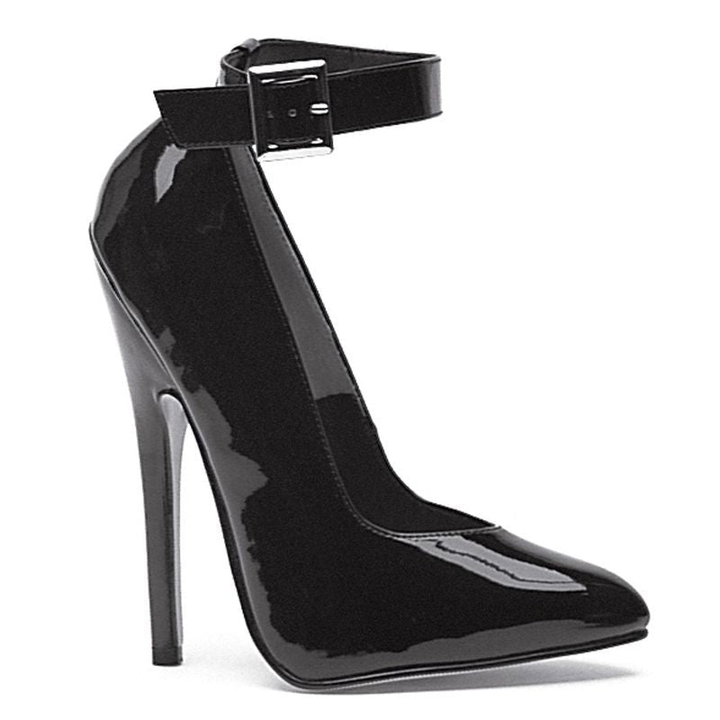 Fetish Pump w Ankle Strap Black 6in - Lingerie