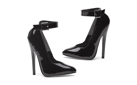 Fetish Pump w Ankle Strap Black 6in - Lingerie