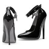 Fetish Pump w Lock and Key Black 6in - Lingerie