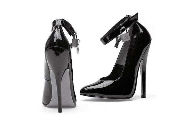 Fetish Pump w Lock and Key Black 6in - Lingerie