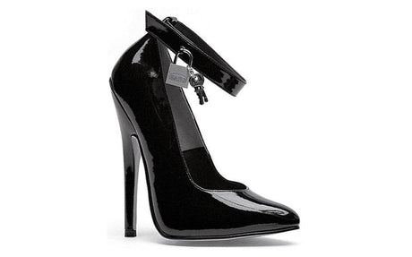 Fetish Pump w Lock and Key Black 6in - Lingerie