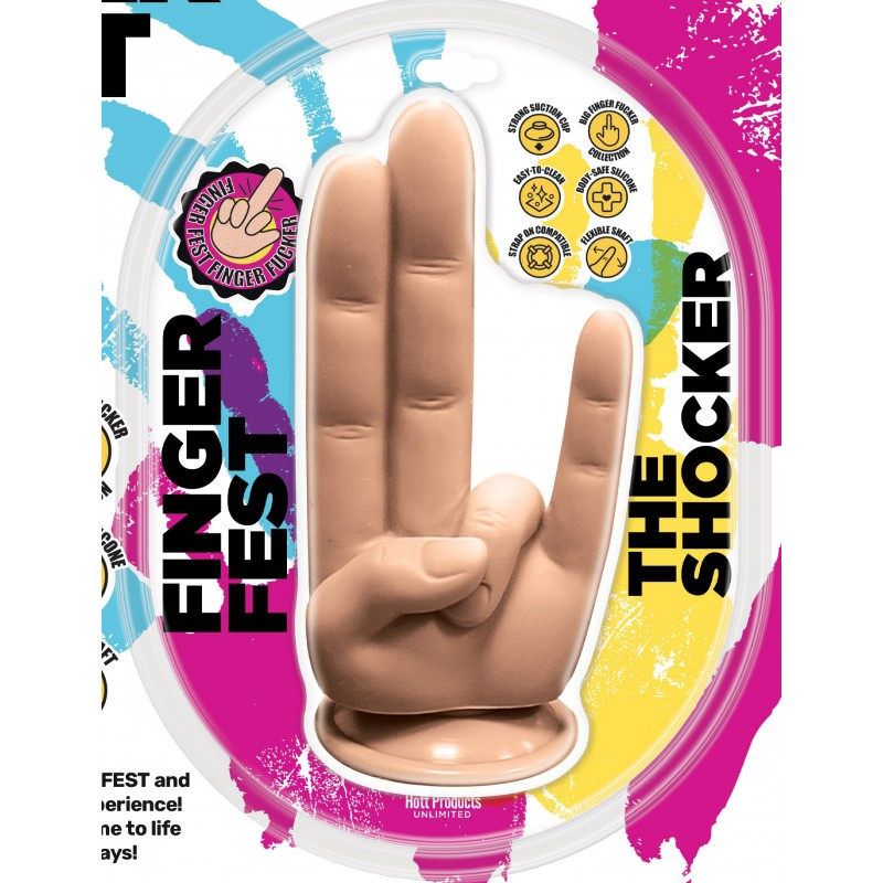 Finger Fest Dildo The Shocker Flesh - Adult Toys