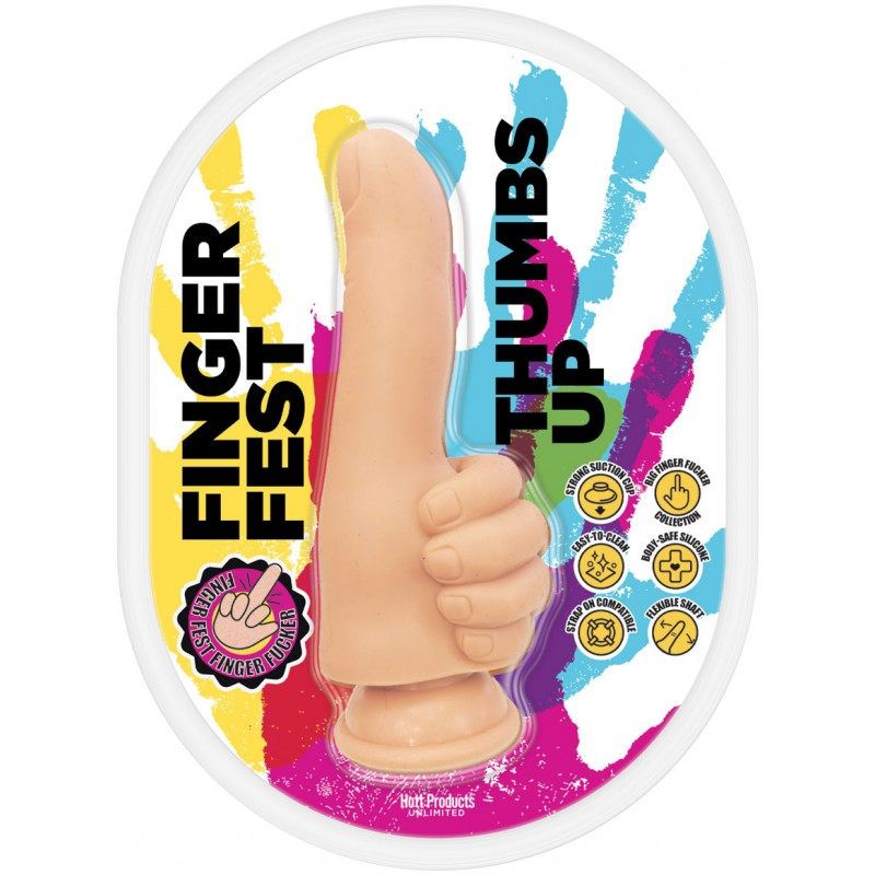 Finger Fest Dildo Thumbs Up Flesh - Adult Toys