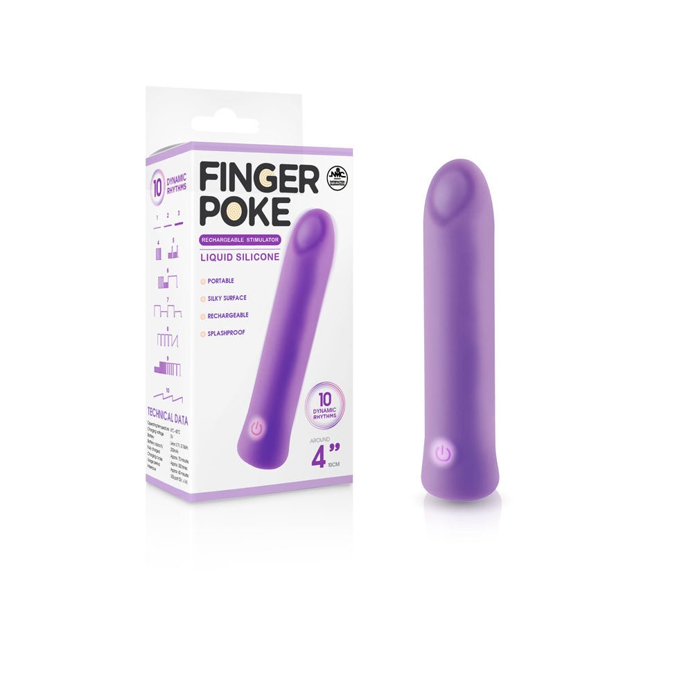 Finger Poke - Purple - Purple 10 cm USB Rechargeable Bullet - BULLETS & EGGS