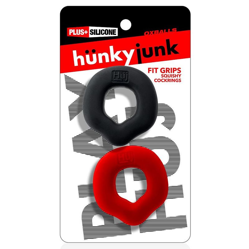 Fit Grips 2 Pc Ergo Cockring Black Red - Adult Toys