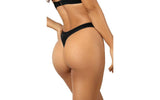 Floral Lace Thong Black - Lingerie
