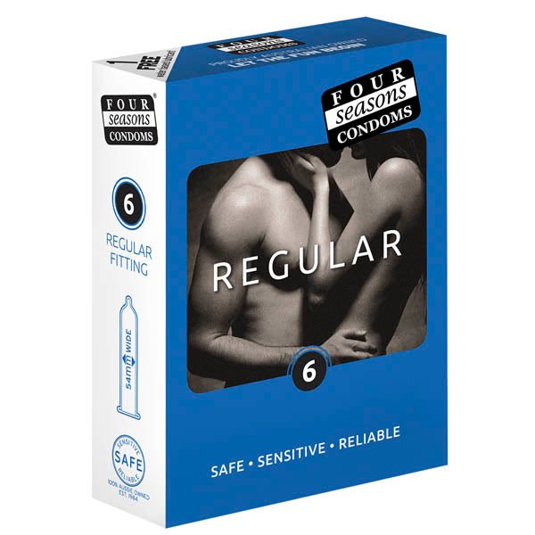 Four Seasons Regular Condoms - Regular Fit Lubricated Condoms - 6 Pack - CONDOMS