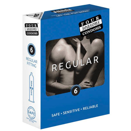Four Seasons Regular Condoms - Regular Fit Lubricated Condoms - 6 Pack - CONDOMS