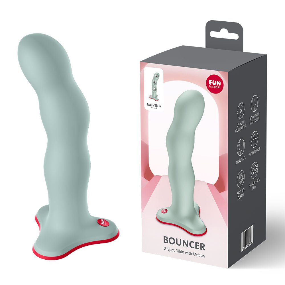 Fun Factory Bouncer Silicone Dildo – Light Green 18cm Suction Base - DONGS - PREMIUM