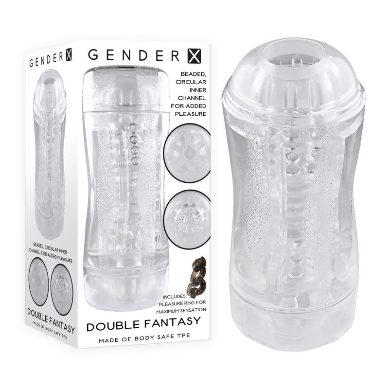 Gender X DOUBLE FANTASY - Clear Double Ended Stroker - MASTURBATORS