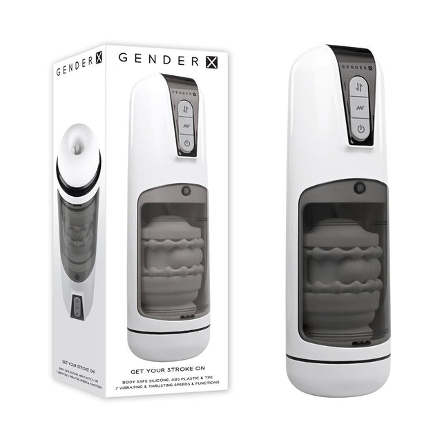 Gender X GET YOUR STROKE ON - USB Rechargeable Thrusting & Vibrating Auto Masturbator - MASTURBATORS