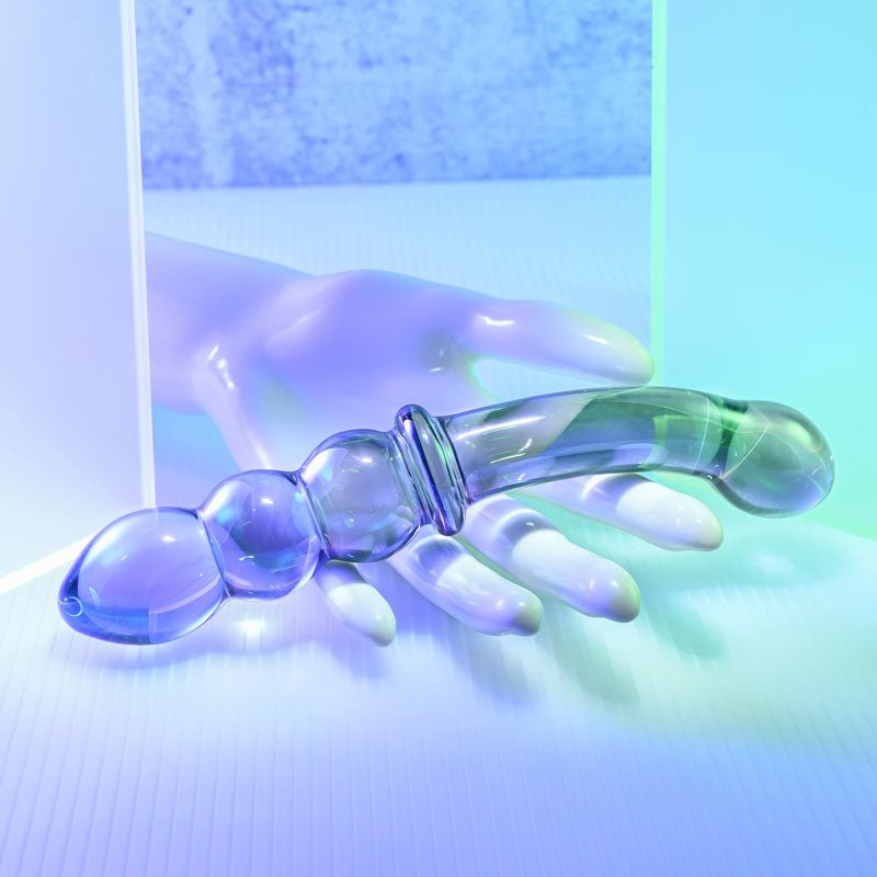 Gender X LUSTROUS GALAXY WAND - Blue/Violet Glass 18.5 cm Double Ended Massager - GLASS TOYS
