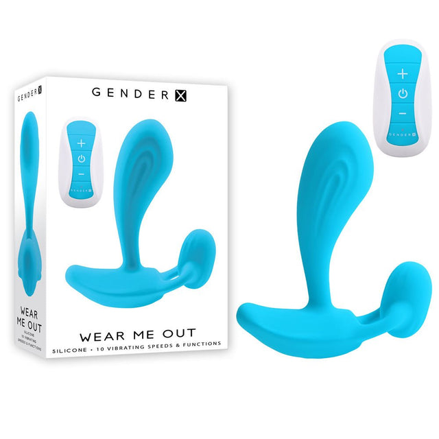 Gender X WEAR ME OUT - Blue 11.1 cm USB Rechargeable Wearable Vibrator with Wireless Remote - VIBRATORS