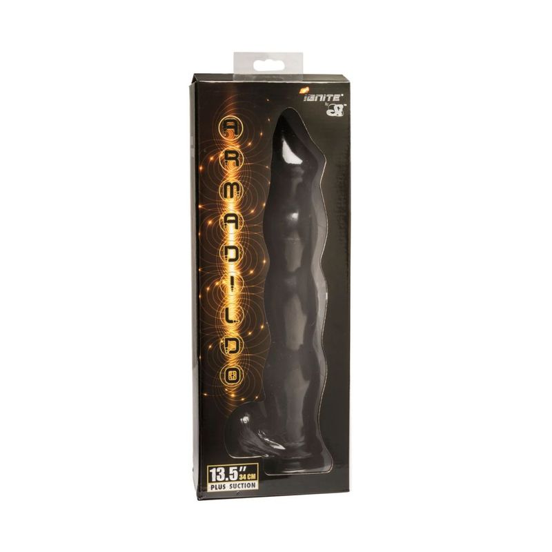 Giant Armadildo with Suction Cup and Balls Black - Adult Toys