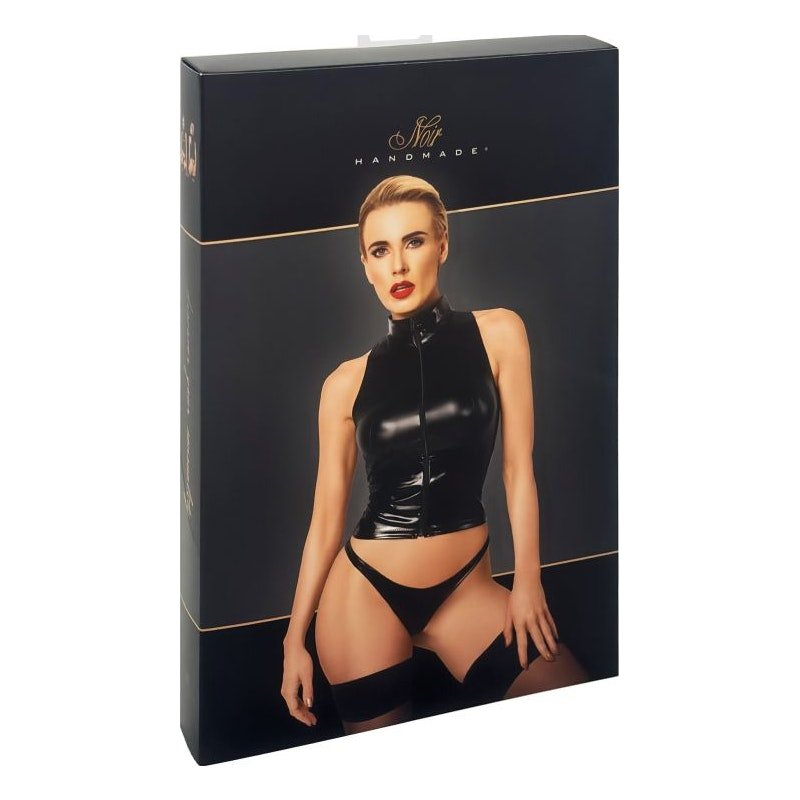 Glam Wetlook Top w Vinyl Corset - Lingerie