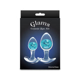 Glams Cosmic 2pc Kit - Clear/Blue Butt Plugs - Set of 2 Sizes - ANAL TOYS