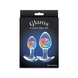 Glams Cosmic 2pc Kit - Clear/Rainbow Butt Plugs - Set of 2 Sizes - ANAL TOYS
