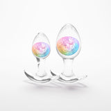Glams Cosmic 2pc Kit - Clear/Rainbow Butt Plugs - Set of 2 Sizes - ANAL TOYS