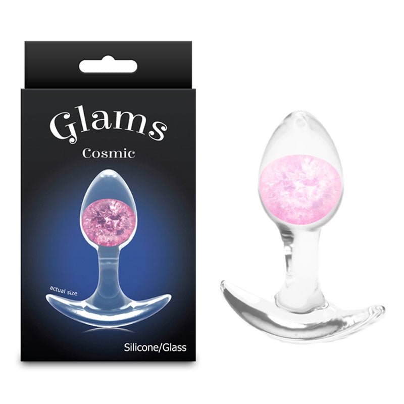 Glams Cosmic - Clear/Pink 8.1 cm Small Butt Plug - ANAL TOYS