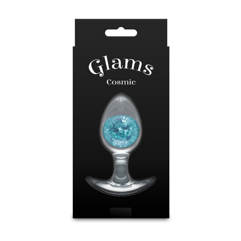 Glams Cosmic - Medium - Clear/Blue 9.5 cm Butt Plug - ANAL TOYS
