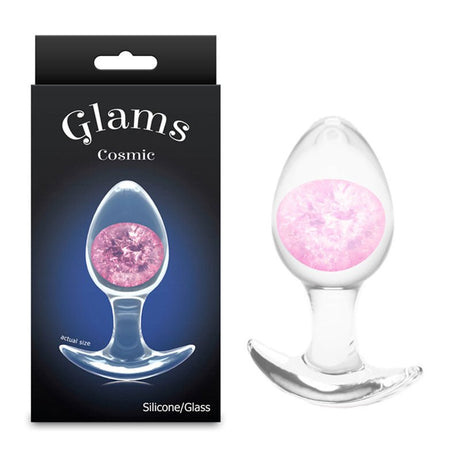 Glams Cosmic - Medium - Clear/Pink 9.5 cm Butt Plug - ANAL TOYS