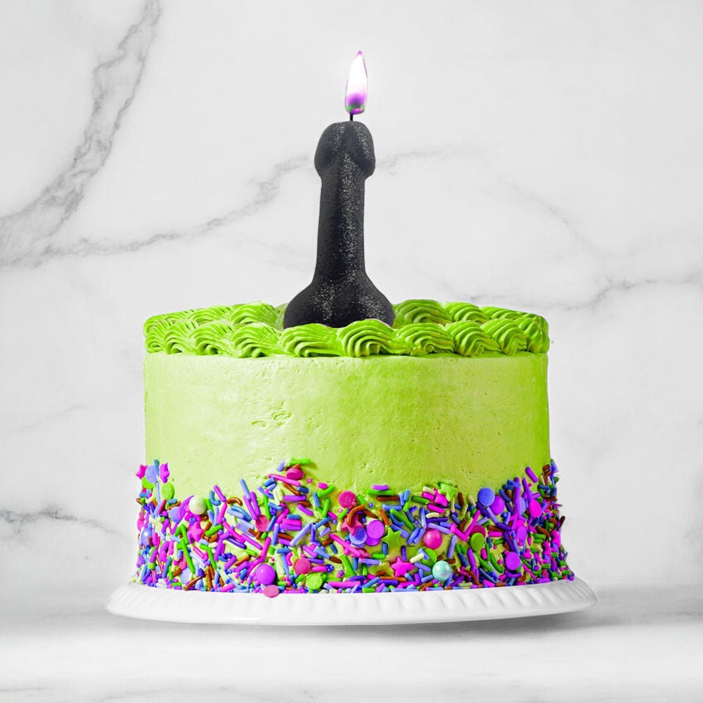 Glitterati Black Glitter Penis Candle - Black - NOVELTIES