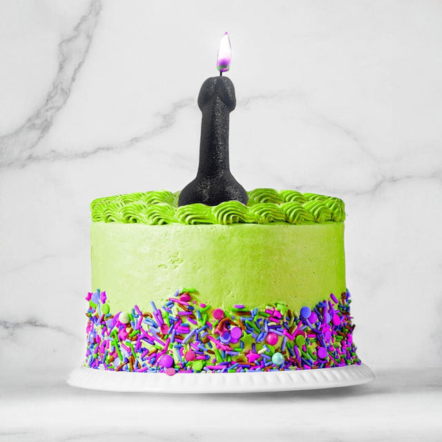 Glitterati Black Glitter Penis Candle - Black - NOVELTIES