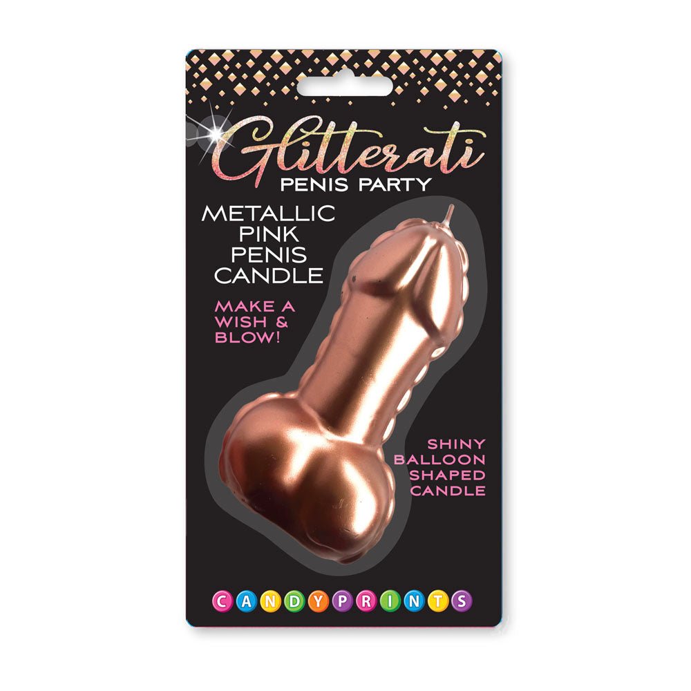 Glitterati Metallic Pink Penis Candle - Rose Gold - NOVELTIES
