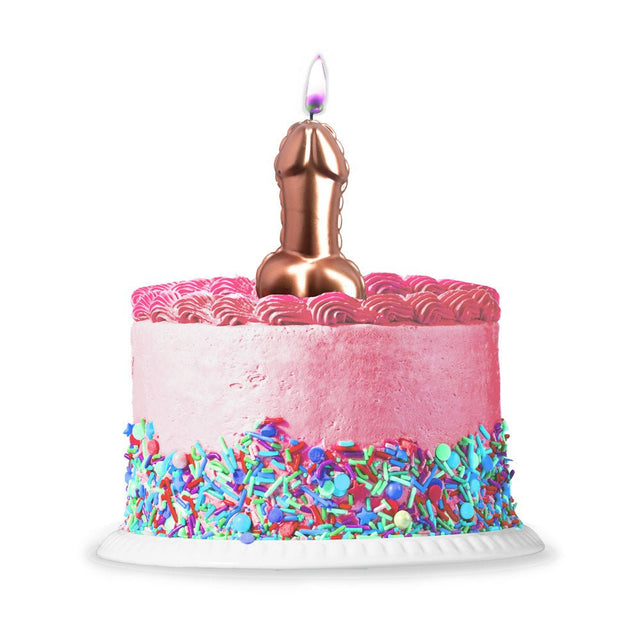 Glitterati Metallic Pink Penis Candle - Rose Gold - NOVELTIES