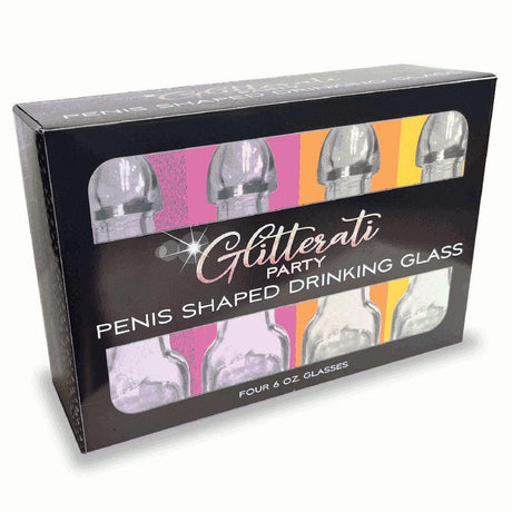 Glitterati Penis 6oz Drinking Glass Pack - Naughty by Nature Adult Store