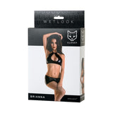 Glossy Brianna Wetlook Lingerie Set – Black Shiny Two - Piece Outfit - Lingerie