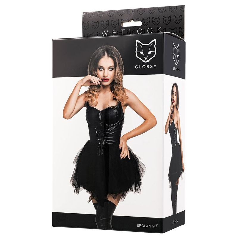 Glossy Elisia Noir Wetlook Dress - Lingerie