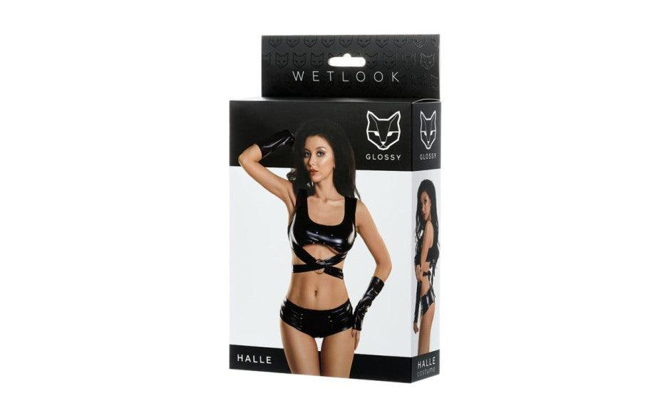 Glossy Wetlook 3 Pc Set Halle - Lingerie