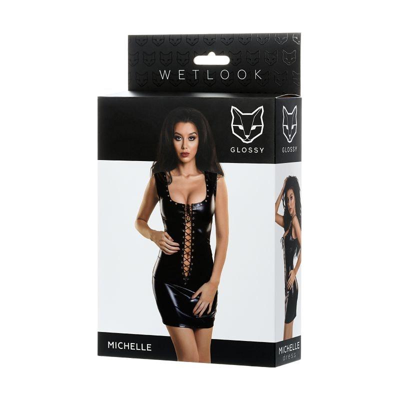 Glossy Wetlook Dress w Studs Michelle - Lingerie