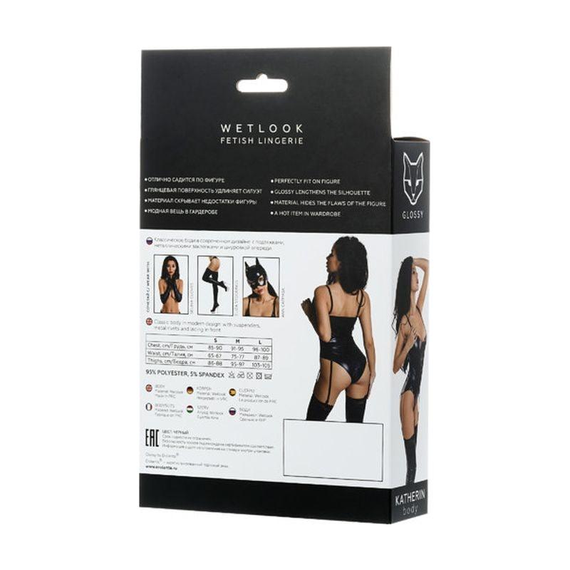 Glossy Wetlook Lace Up Bodysuit Katherin - Lingerie