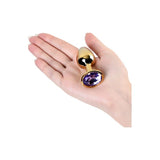 Gold Metal Anal Plug w Amethyst Crystal Small - Adult Toys