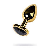 Gold Metal Anal Plug w Tourmaline Heart Crystal Small - Adult Toys