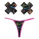 Graffiti Neon G-String and X Pastie Set - Naughty by Nature Adult Store