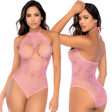 Heart Fishnet Bodysuit Pink - Lingerie